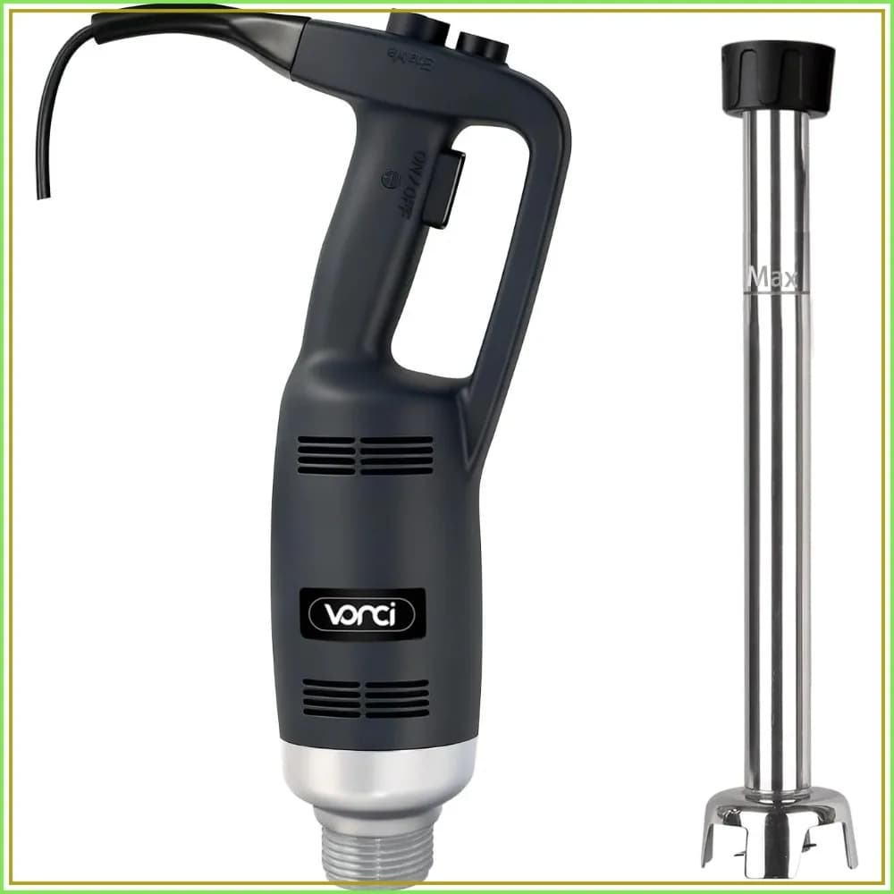 500W Commercial Immersion Blender, 16" SUS 304 Shaft, Heavy Duty Hand Mixer, Variable Speed 6000-20000RPM, Professional Stick Blender for Restaurant