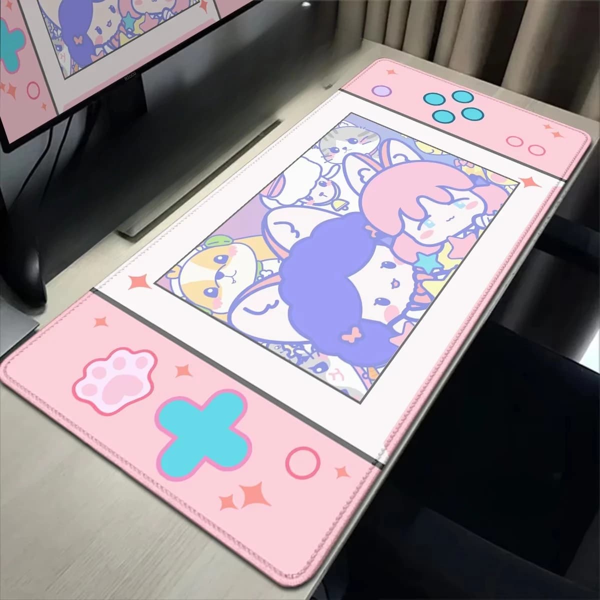 Tappetino per mouse Kawaii Purple Rabbit Cartoon Switch, accessori per tastiera da gioco di grandi dimensioni, 30x80 cm, per laptop Lock Ed
