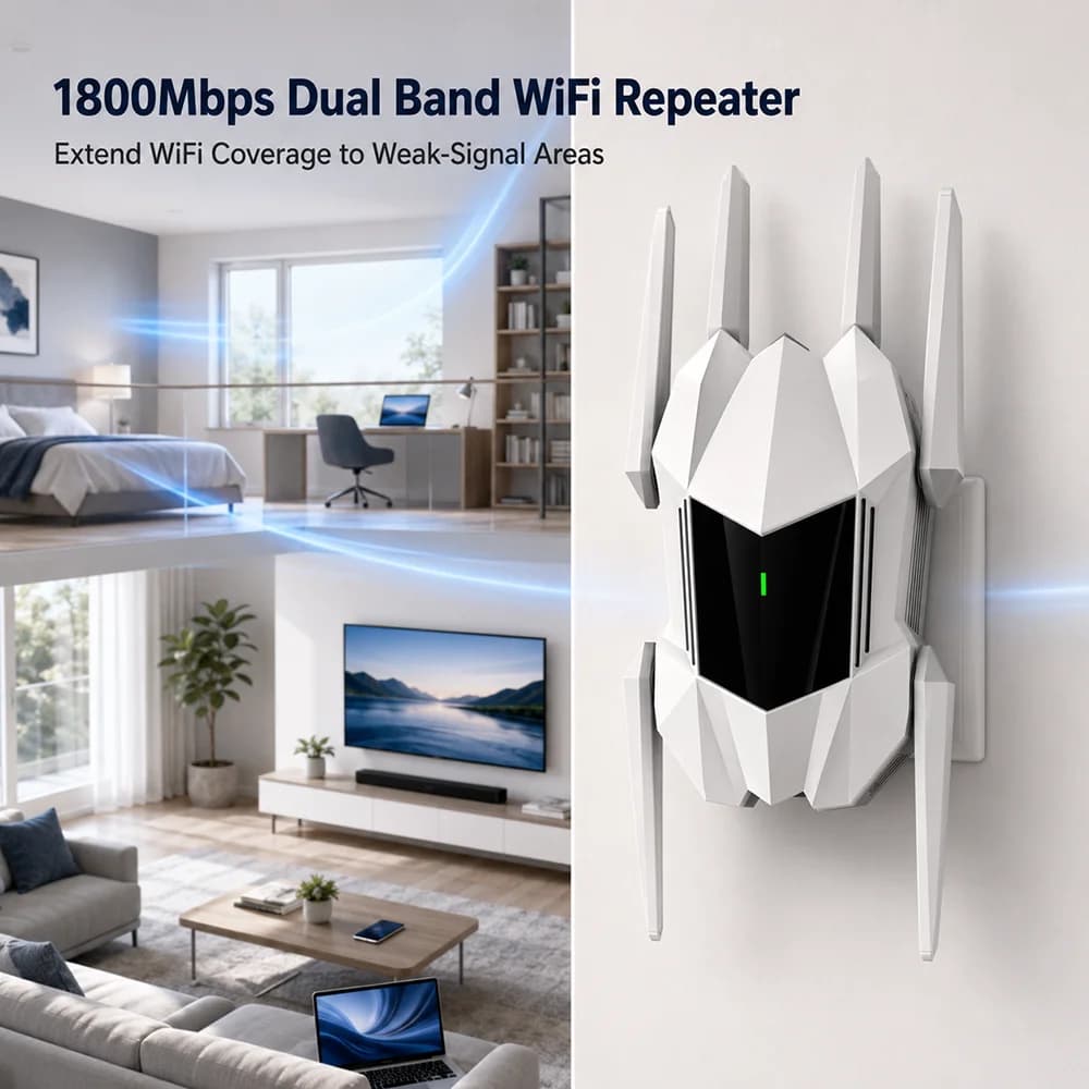 1800mbps WiFi 6 Repeater WiFi Extender Wireless Range Extender Signal Booster Network Extender Internet Booster for Home Office