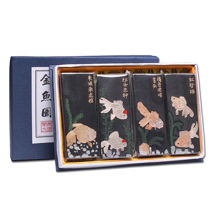Anhui Chinese Ink Stick Set for Chinese Calligraphy Brush Writing and Painting Pine Soot Ink Stick Solid Ink Block Art Supplies