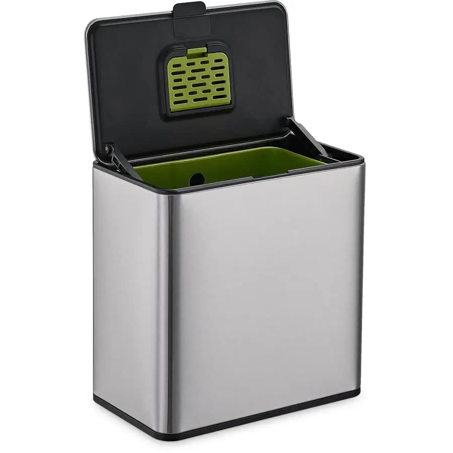 Contenitore e Supporto per Compost da Cucina, 5L 1.32 Gal in Acciaio Inossidabile con Secchio Interno Rimovibile e Scomparto Deodorante, 2in1 da Bancone