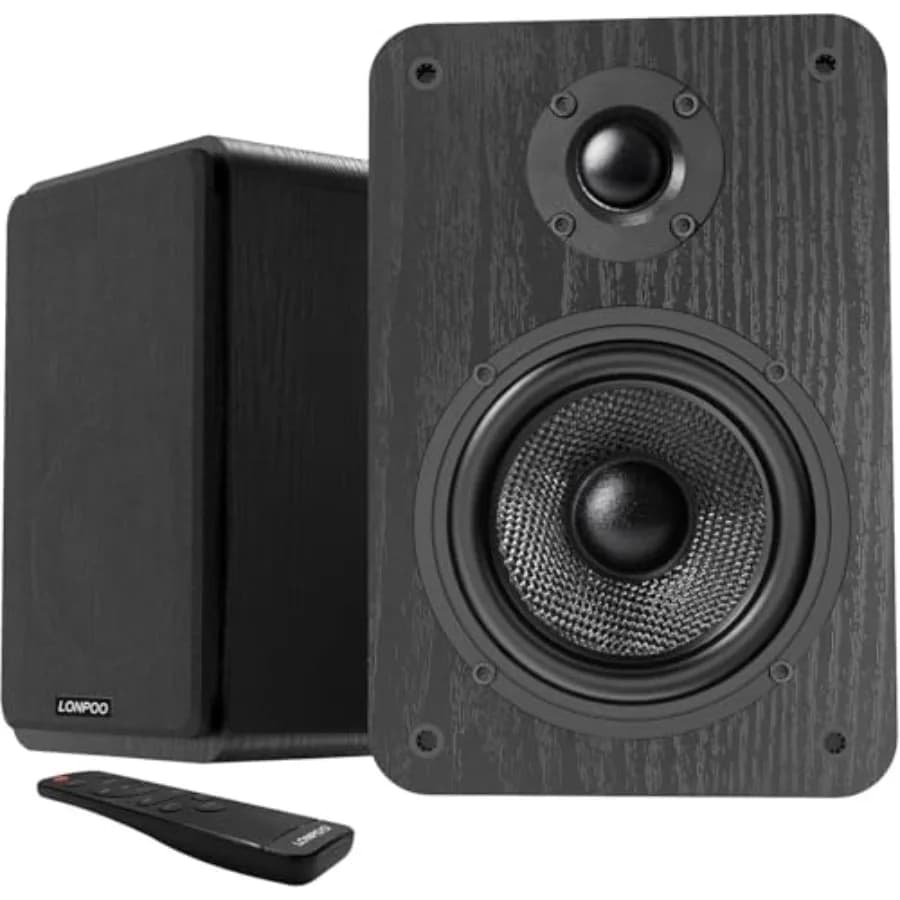 Altoparlanti Bluetooth LONPOO per Giradischi - Sistema Audio Wireless 60W RMS - Potente Impianto Musicale Domestico - Sistema Home Theater