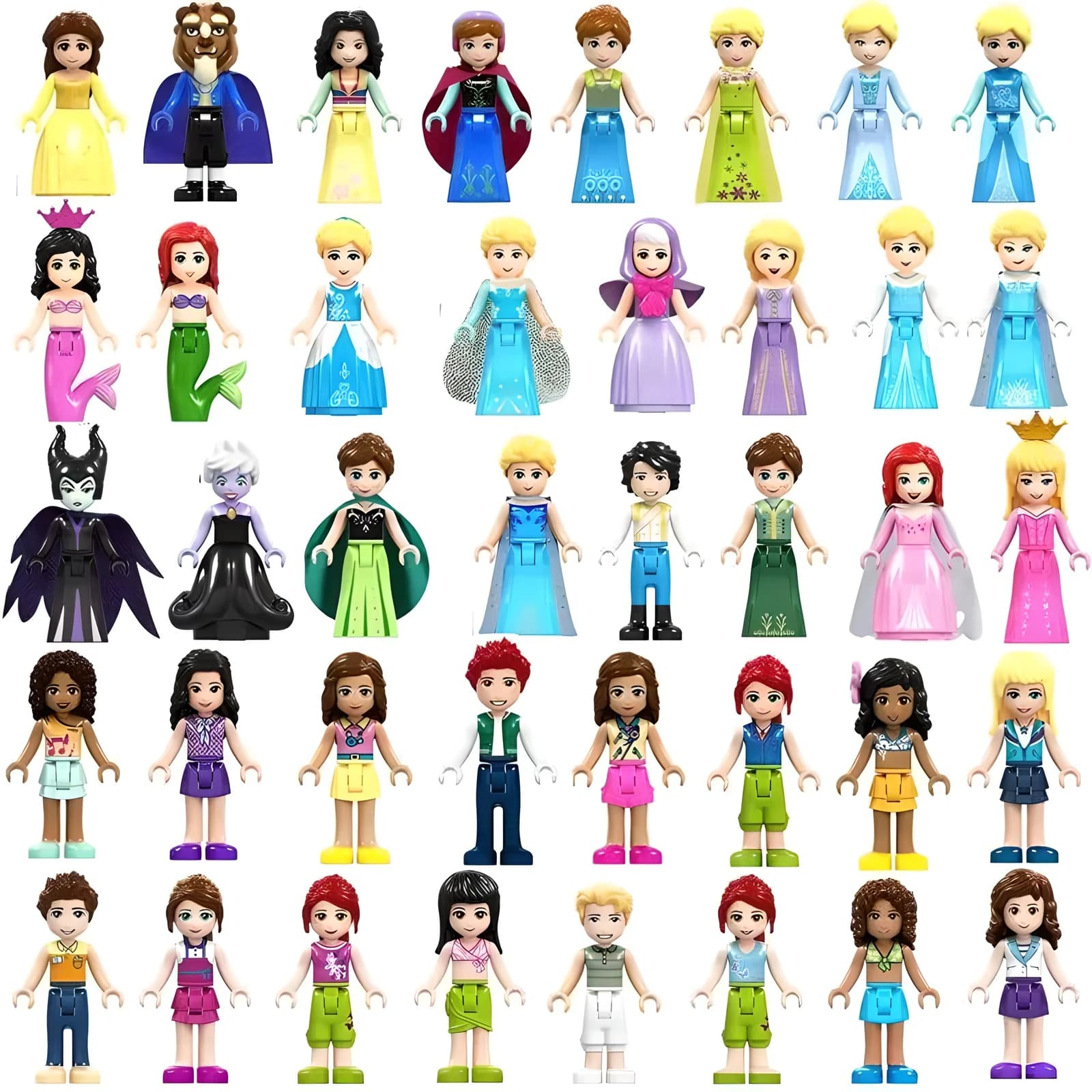 Disney Princess Building Blocks Figures Set F002-041, Elsa, Belle, Ariel, DIY Toys for Girls, Perfect for Collection & Kids' Gif