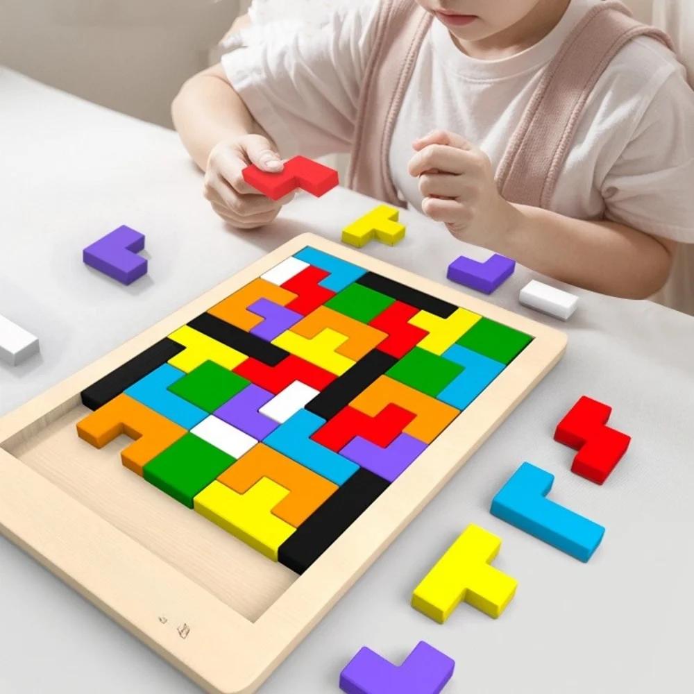 Colorful Wooden Puzzle Toys Tangram Materials Montessori Toys Puzzle for Kids Building Blocks Toys for Kids Learning