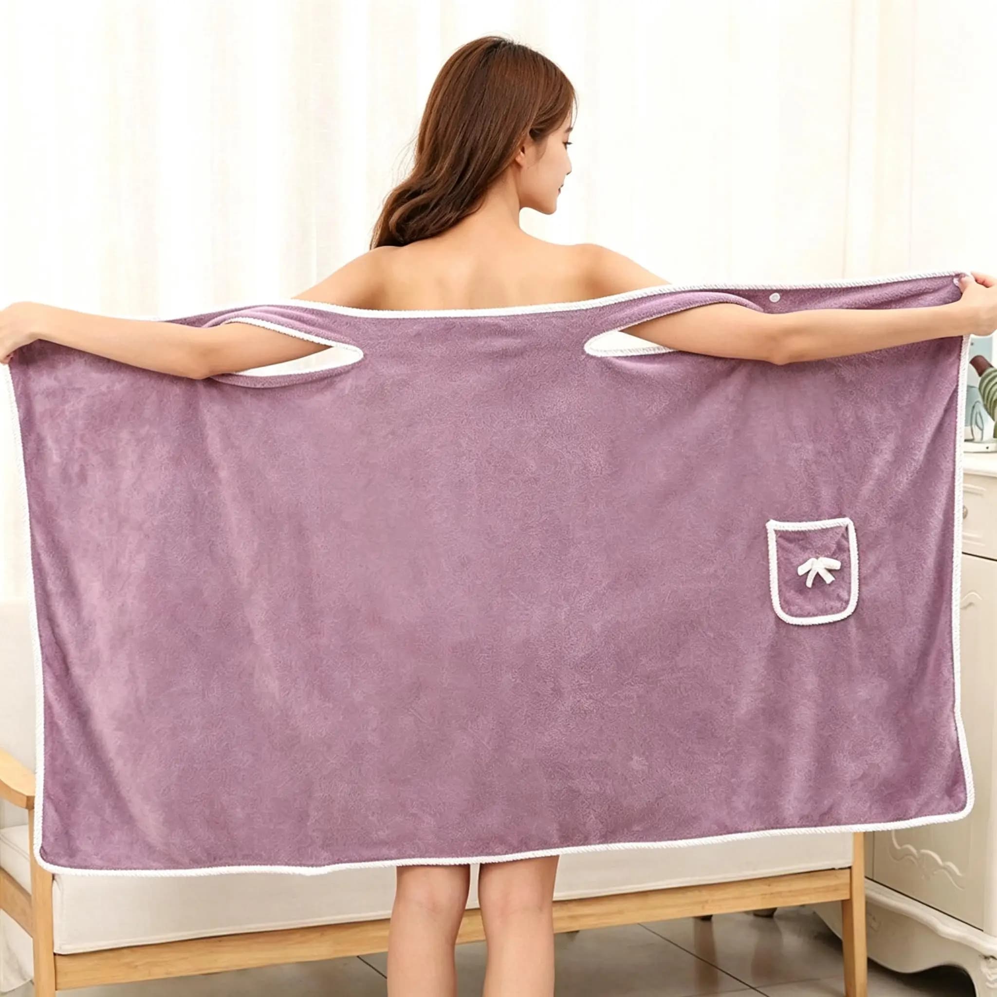 Bath Towels Girls Wearable Fast Drying Bathing Beach Spa Bathrobes Wash Clothing, Shower Bath And Gym Towel