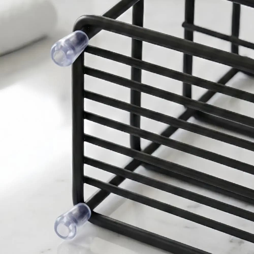 Non-Slip Metal Toothbrush Holder Rustproof Saving Space Toothbrush Toothpaste Stand Black/Silver Waterproof