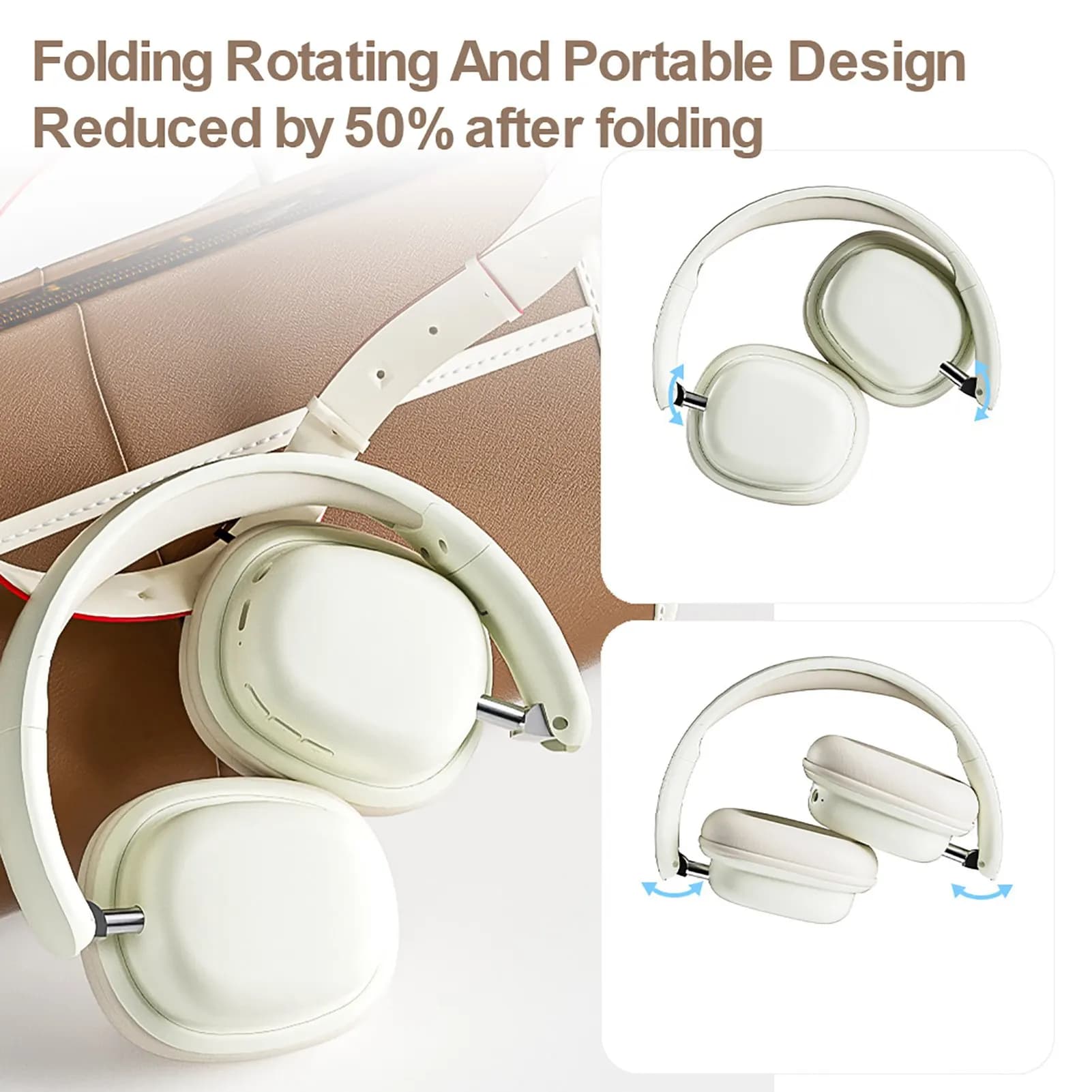 Wireless Headphones for PC with Microphone, Gaming Wireless BT5.3 Over-Ear Headphones with Microphone, 3.5mm Foldable Headphones
