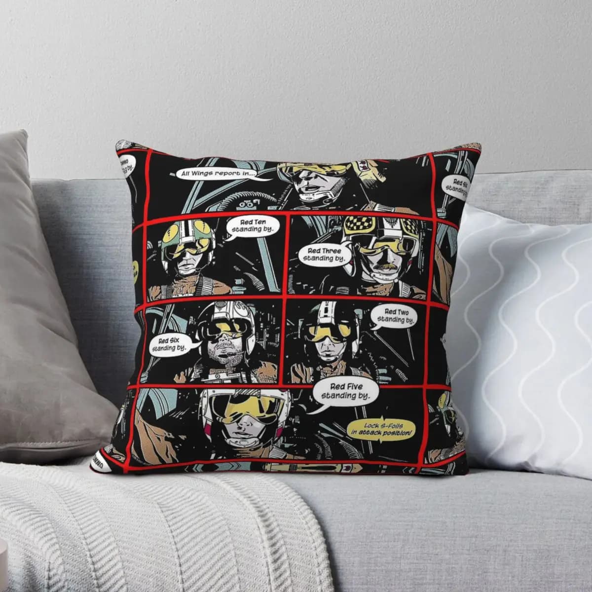 Red Five Standing By Square Pillowcase Polyester Linen Velvet Printed Zip Decorative Pillow Case Sofa Cushion Cover