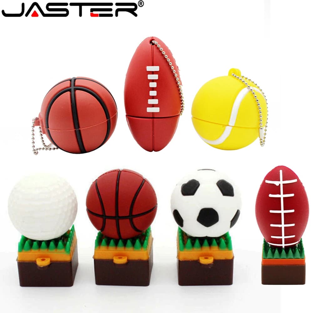 Football USB Flash Drive Sport Cartoon Memory Stick 128GB Basket 64GB Tennis Pen Drive Baseball Regalo creativo Golf U Disco