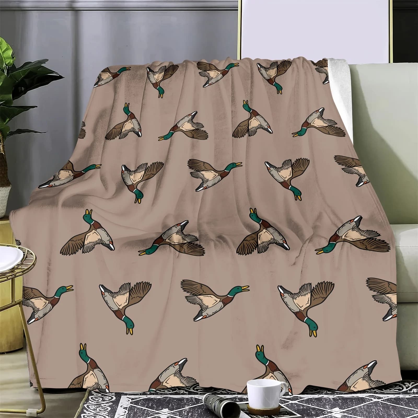 Accogliente coperta in flanella con motivo a uccelli: morbida, calda e versatile per divano, letto, ufficio e viaggi - Comfort per tutte le stagioni