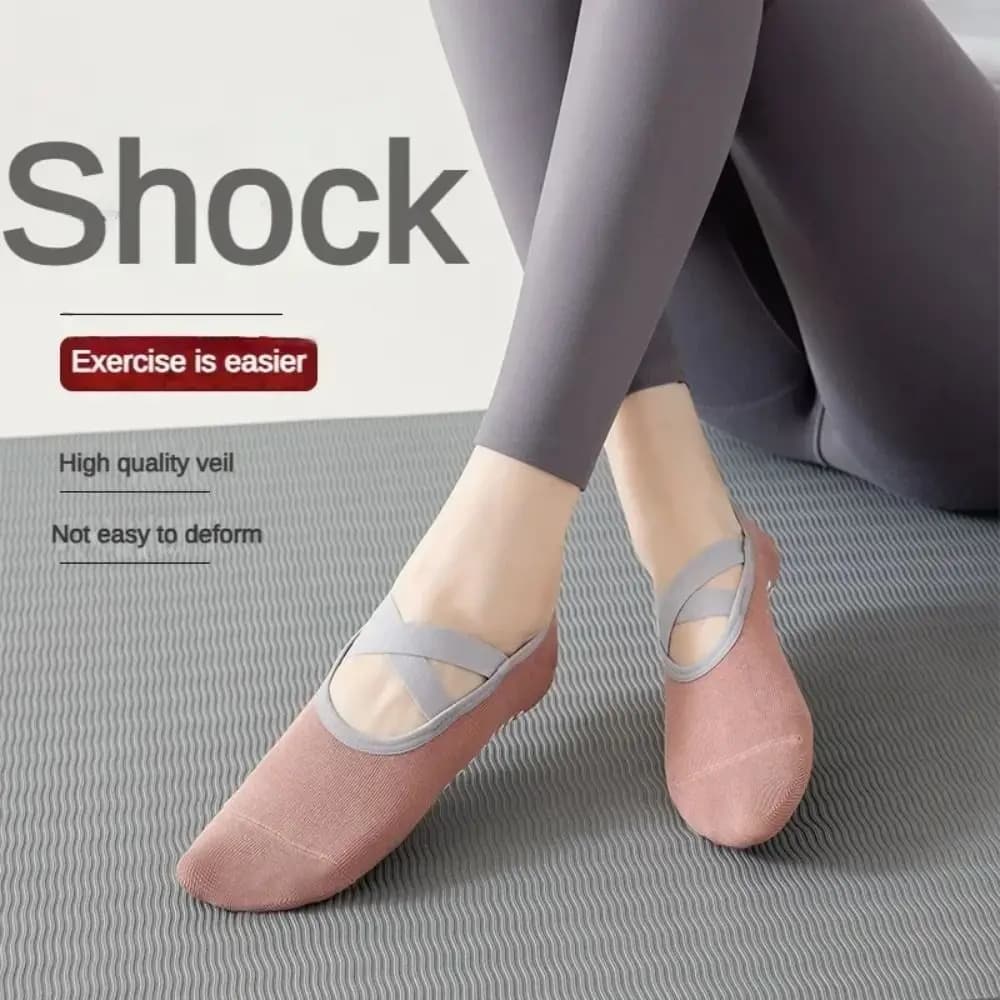 Calzini Professionali Antiscivolo per Pilates, Traspiranti, Senza Tallone, con Fascia, per Yoga, in Cotone, Tinta Unita, Calze Sportive