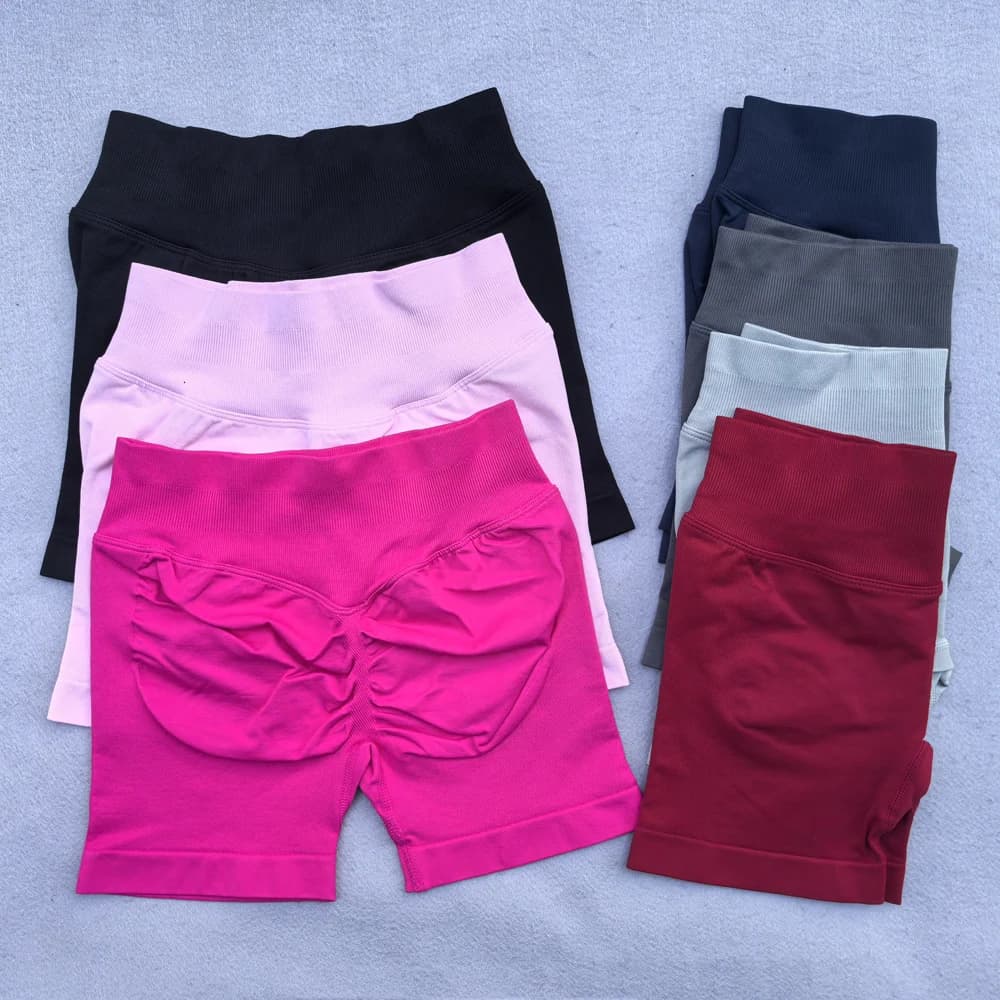 4.5" Seamless Shorts Ribbed Yoga Shorts Women Flex Scrunch Bum Gym Shorts Booty Running Short Butt Lifting Workout Pants
