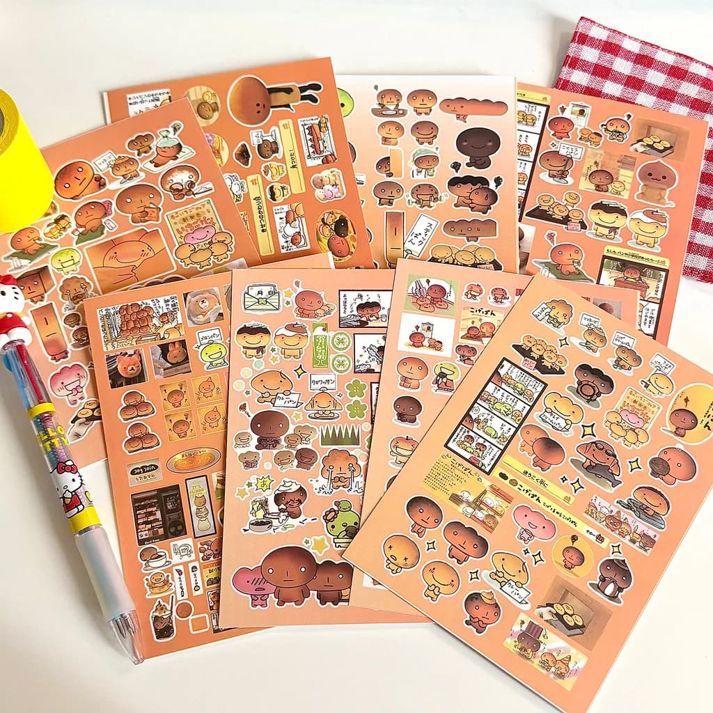 8 Sheets Adorable Burnt Bread Stickers Pack For Journal Scrapbook DIY Decor LanLanStickersWorld Store