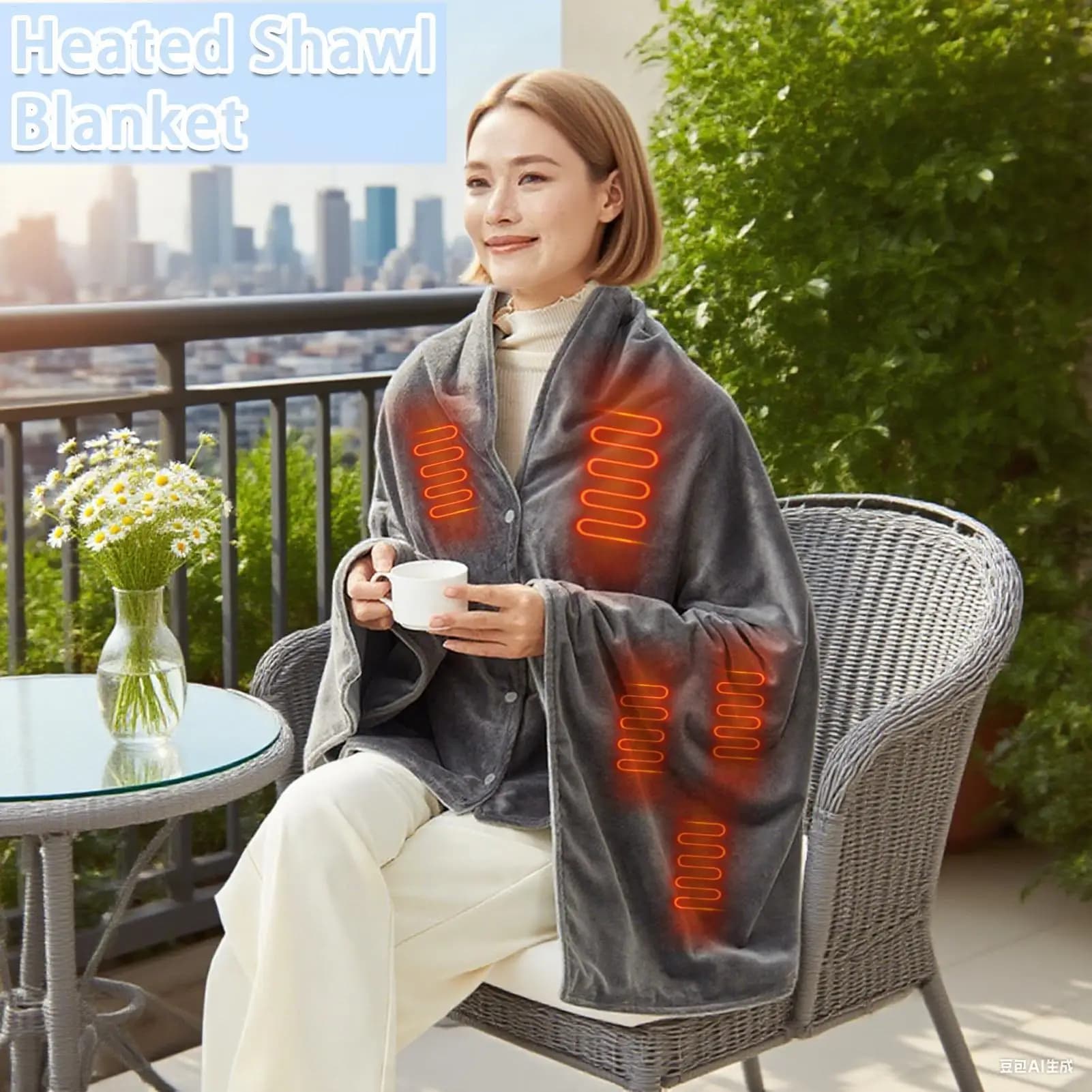 Electric Blanket Electric Throw Blanket Heated Shawl 3-Level Adjustable Heater Shawl For Indoor Home Studio Car Travel Camping