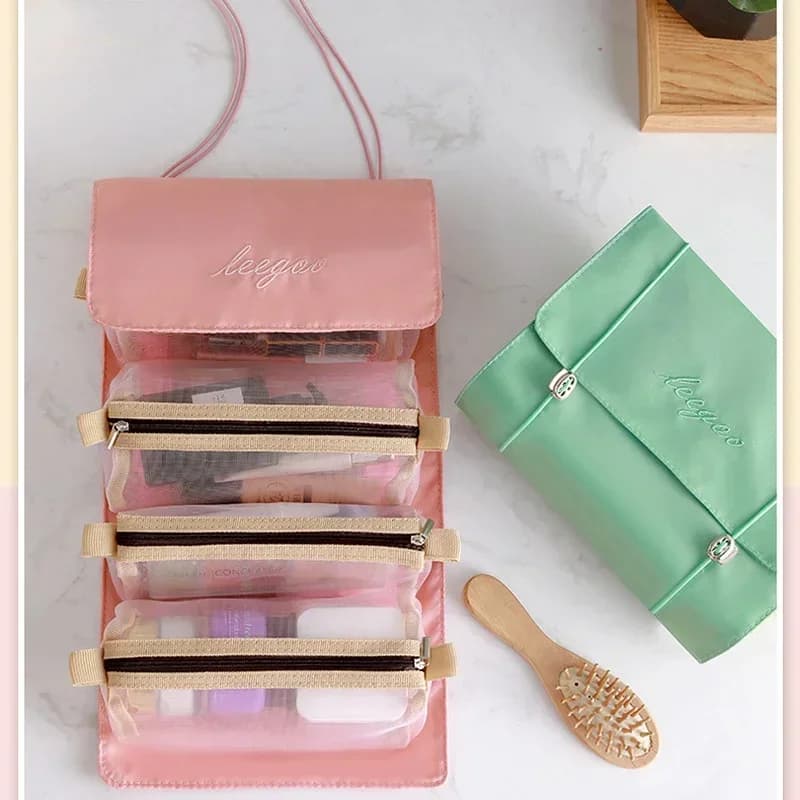 New Foldable Portable Travel Wash Storage Bags 4-in-1 Detachable Makeup Bag Household Large Capacity Zipper Mesh Cosmetics Pouch