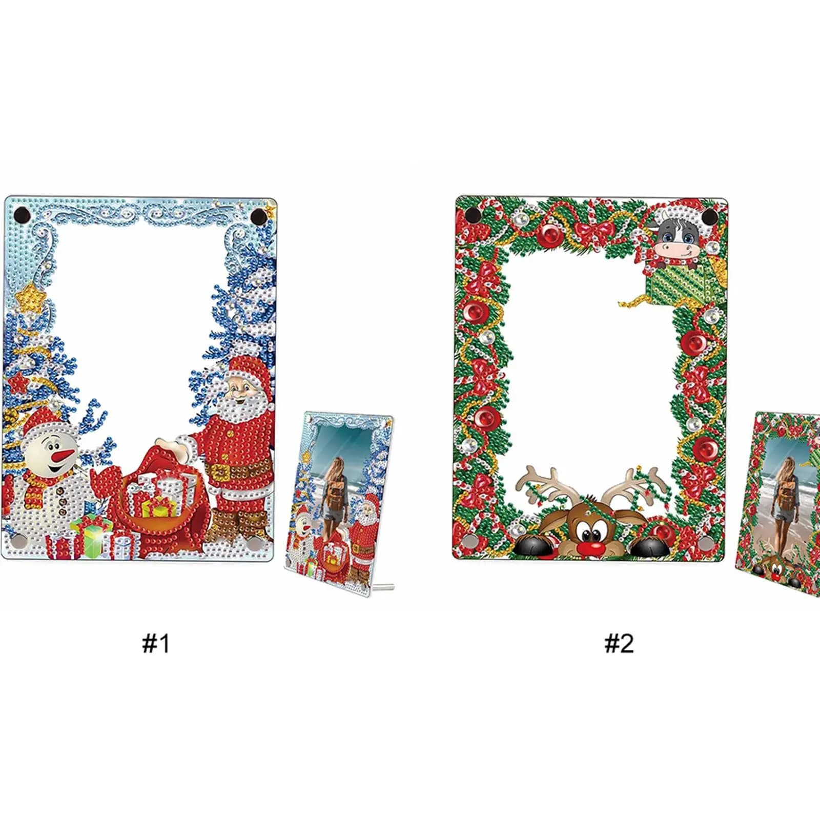 Cornice per Pittura Diamantata a Forma Speciale Natalizia, Kit 5D Fai-da-Te per Cornice Fotografica con Diamanti, Decorazione per Camera da Letto e Tavolo