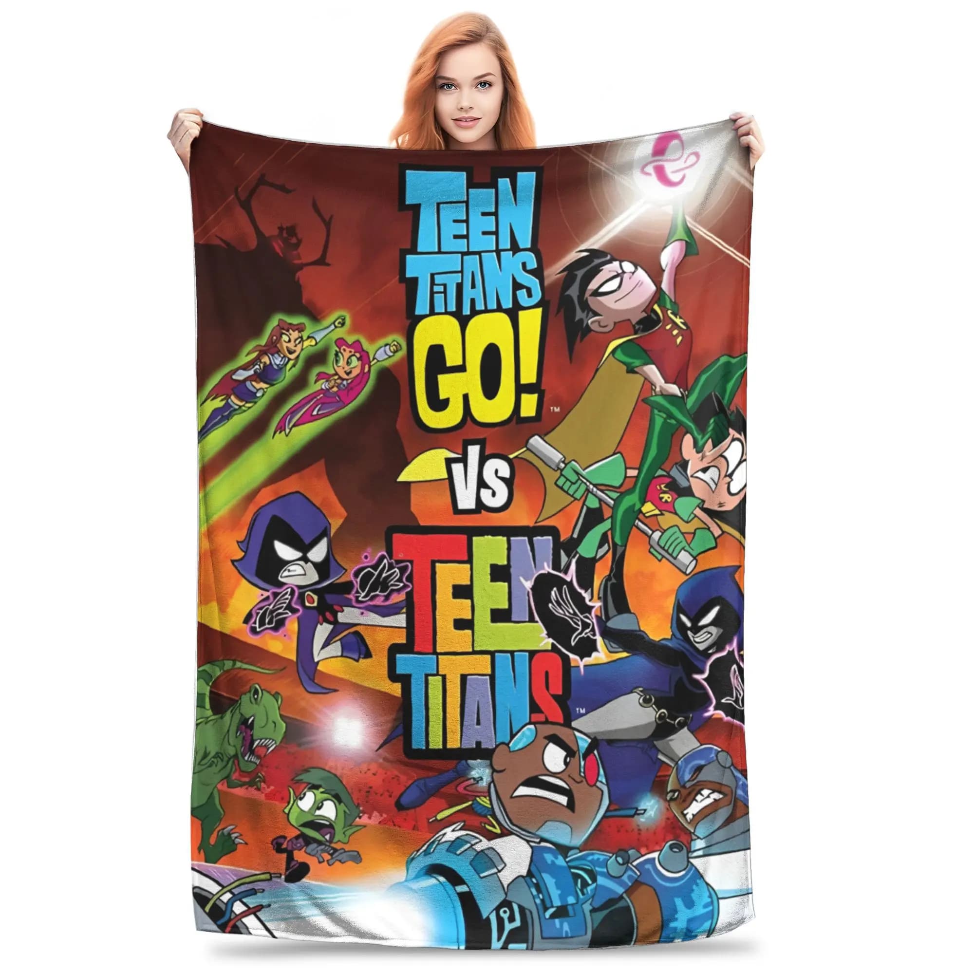 Coperta in flanella con stampa Teen Titans Go, coperte leggere per l'estate, decorazione per l'aria condizionata, copriletto leggero