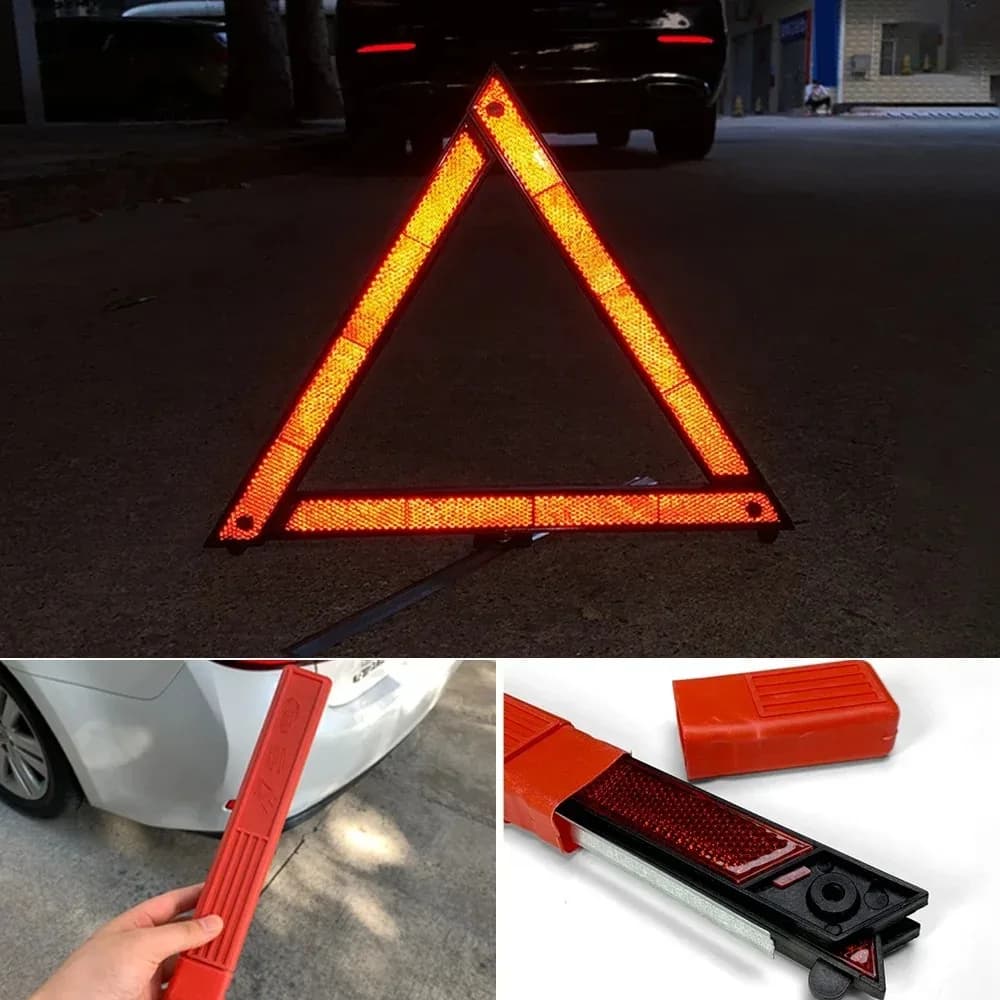 Treppiede per auto Segnale di stop piegato Riflettore Triangolo di avviso di guasto di emergenza per auto Pericolo di sicurezza riflettente rosso
