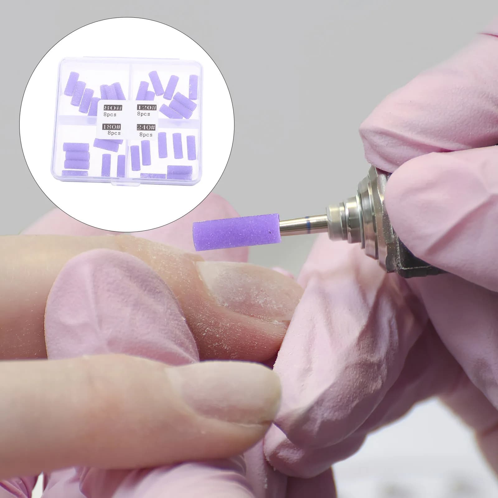 Set di 32 Anelli Abrasivi per Unghie, Grana Fine, Accessori per Manicure, per Rimozione Smalto Gel, Strumenti per Nail Art