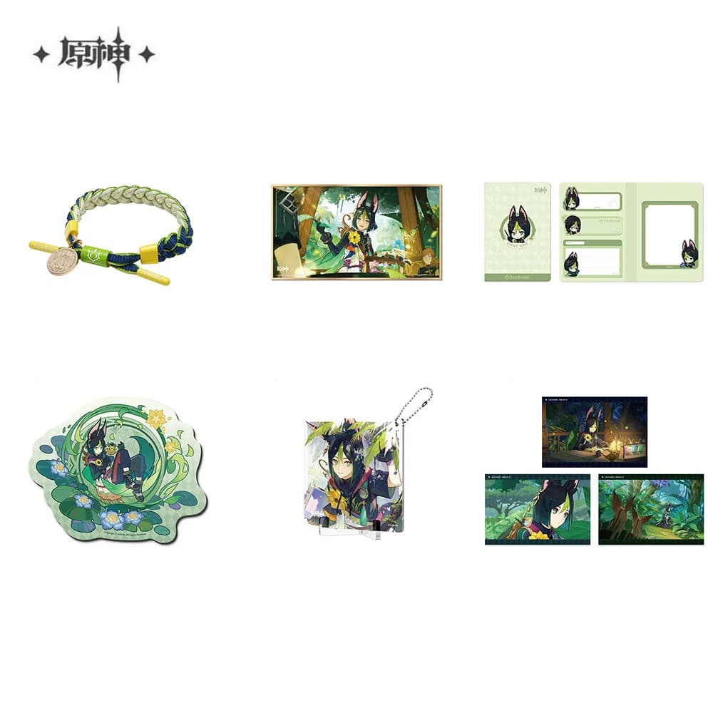 Sunsyea Ufficiale Genshin Impact Merch della serie miHoYo Tighnari Scheda colorata Schede sottobicchiere Adesivo per frigorifero Supporto per telefono