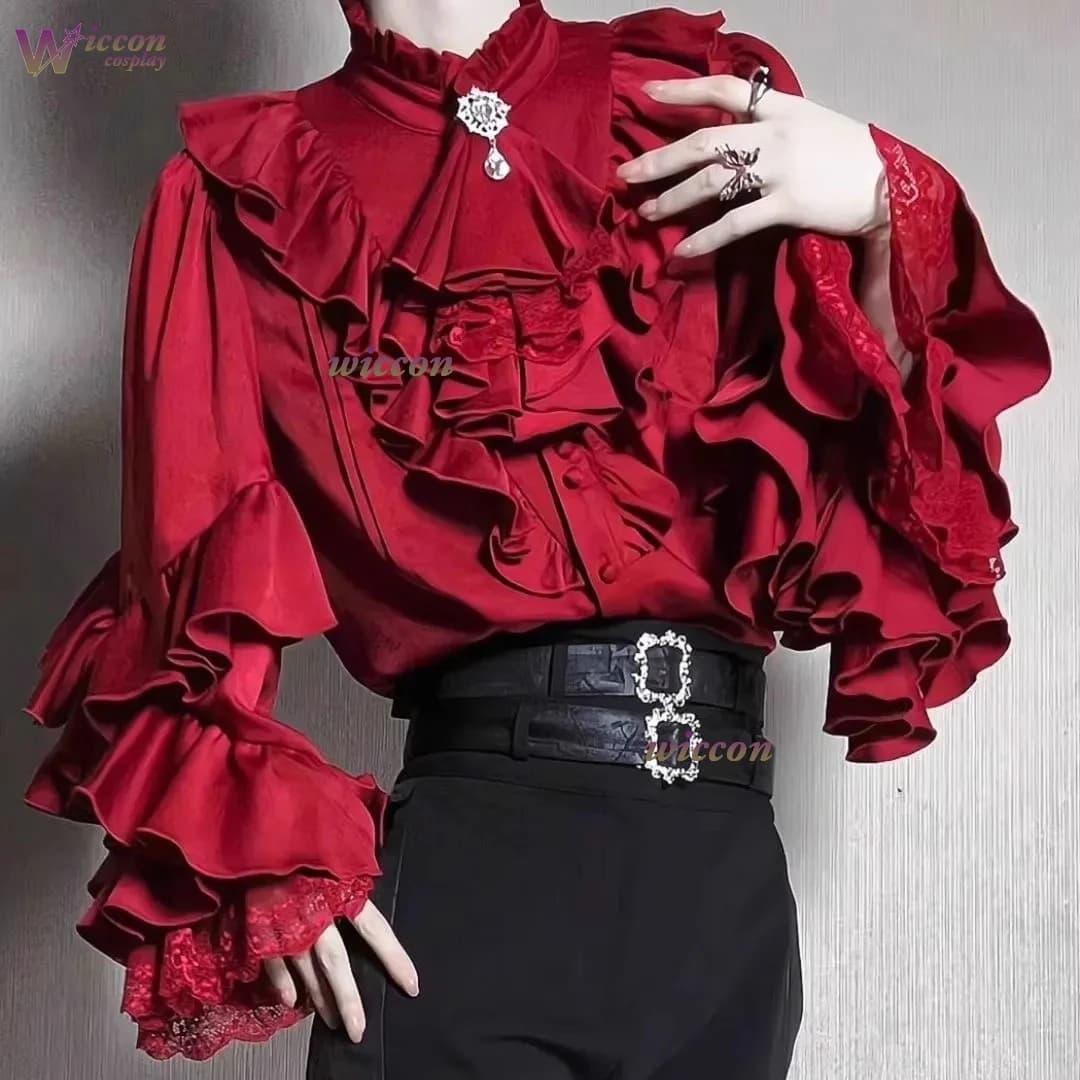 Lolita Gotico Vampire Cosplay Ouji Moda Jirai Kei Vintage Medieval Dress Court Sleeve in Pipistrello Shirt Prince Canottiera Woman