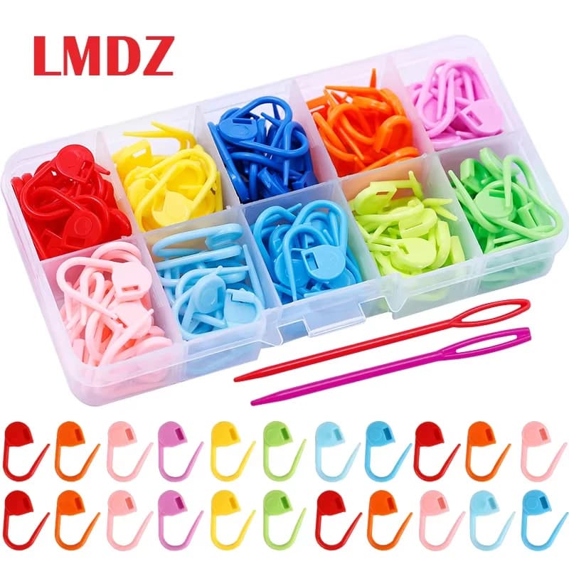 Zxiixz 100/104/150 pezzi pennarelli punto di bloccaggio plastica colorata maglieria uncinetto pennarelli di bloccaggio uncinetto ago clip gancio strumento
