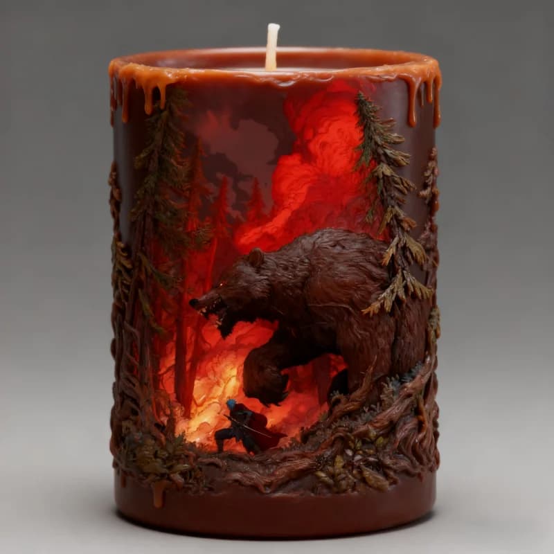 Duel Brown Bear Candle Mold Wilderness Forest Handmade Aromatherapy Candle Silicone Mold Deep Jungle Three-Dimensional Relief Design Mold