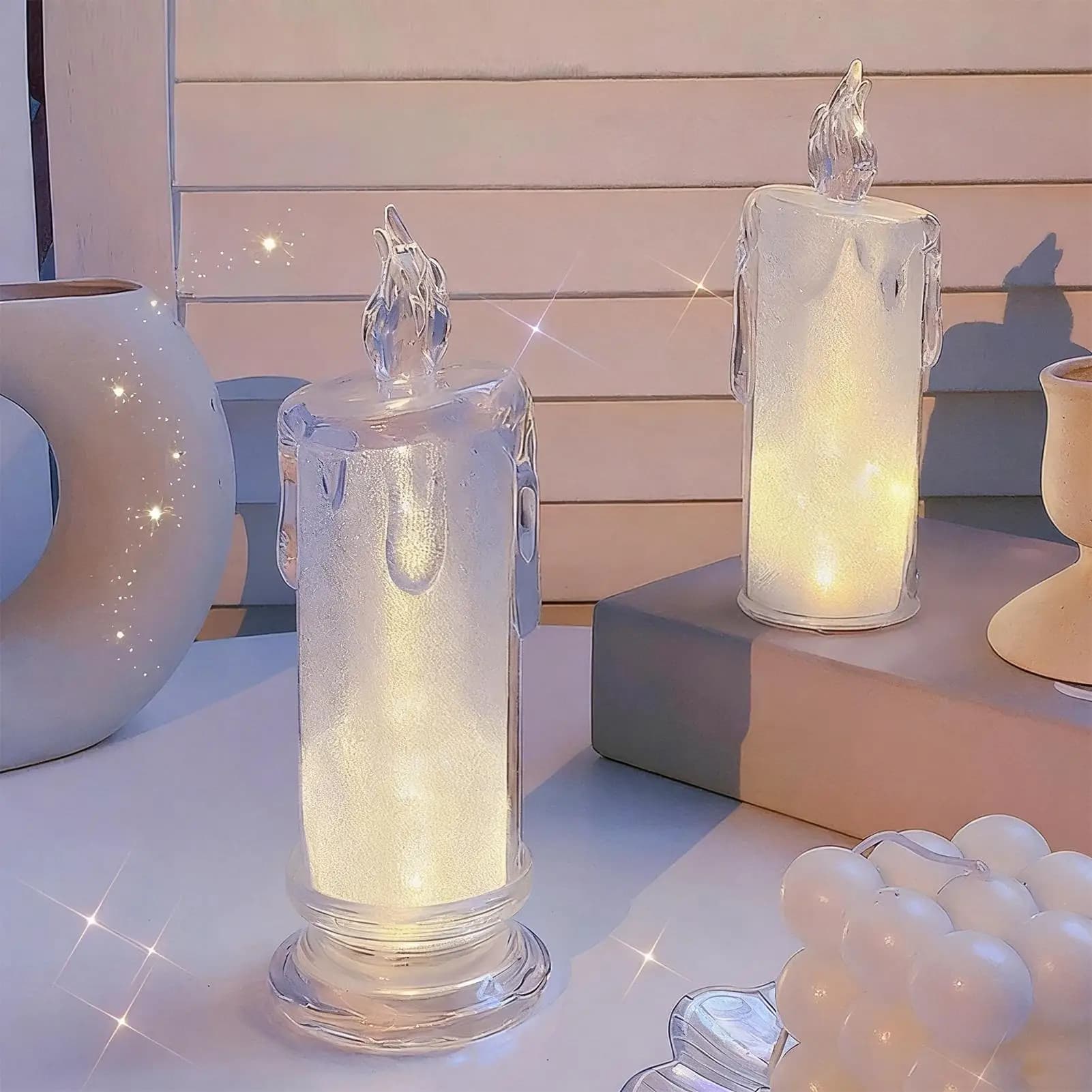 Candele senza fiamma a LED Candele decorative con illuminazione senza fiamma tremolante per la casa Tavolo da esterno per interni Cena Camera da letto Halloween