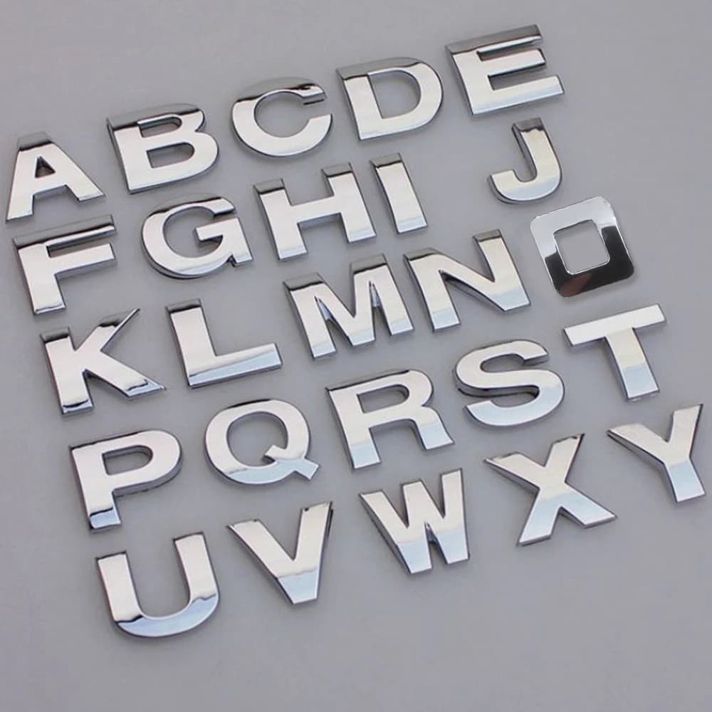 3D metallo alfabeto argento distintivo cromo argento lettere numeri Logo adesivi auto automobili accessori auto adesivi decorazione