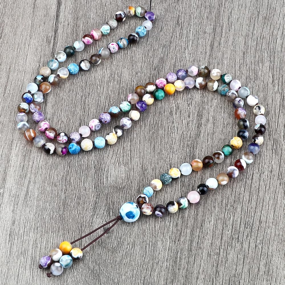 108 Japamala Beads Necklace Handmade 6mm Natural Stone Knotted Wrap Bracelet Fashion Women Men Necklaces Yoga Meditation Jewelry