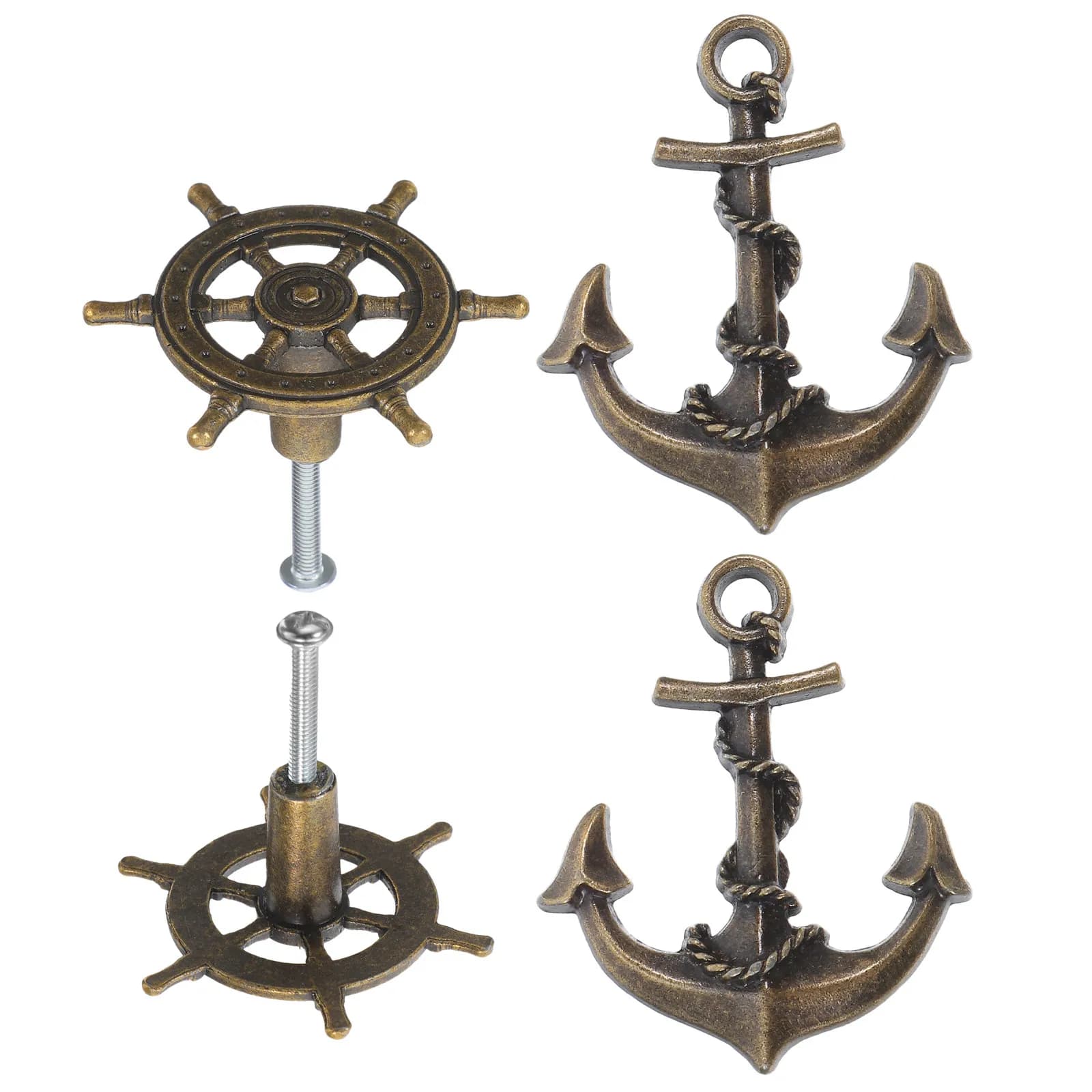 4 Pcs Retro Cabinet Handles Nautical Knobs For Cabinets And Drawers Boat Anchor Retro Metal Handle Decorative Furniture Knobs