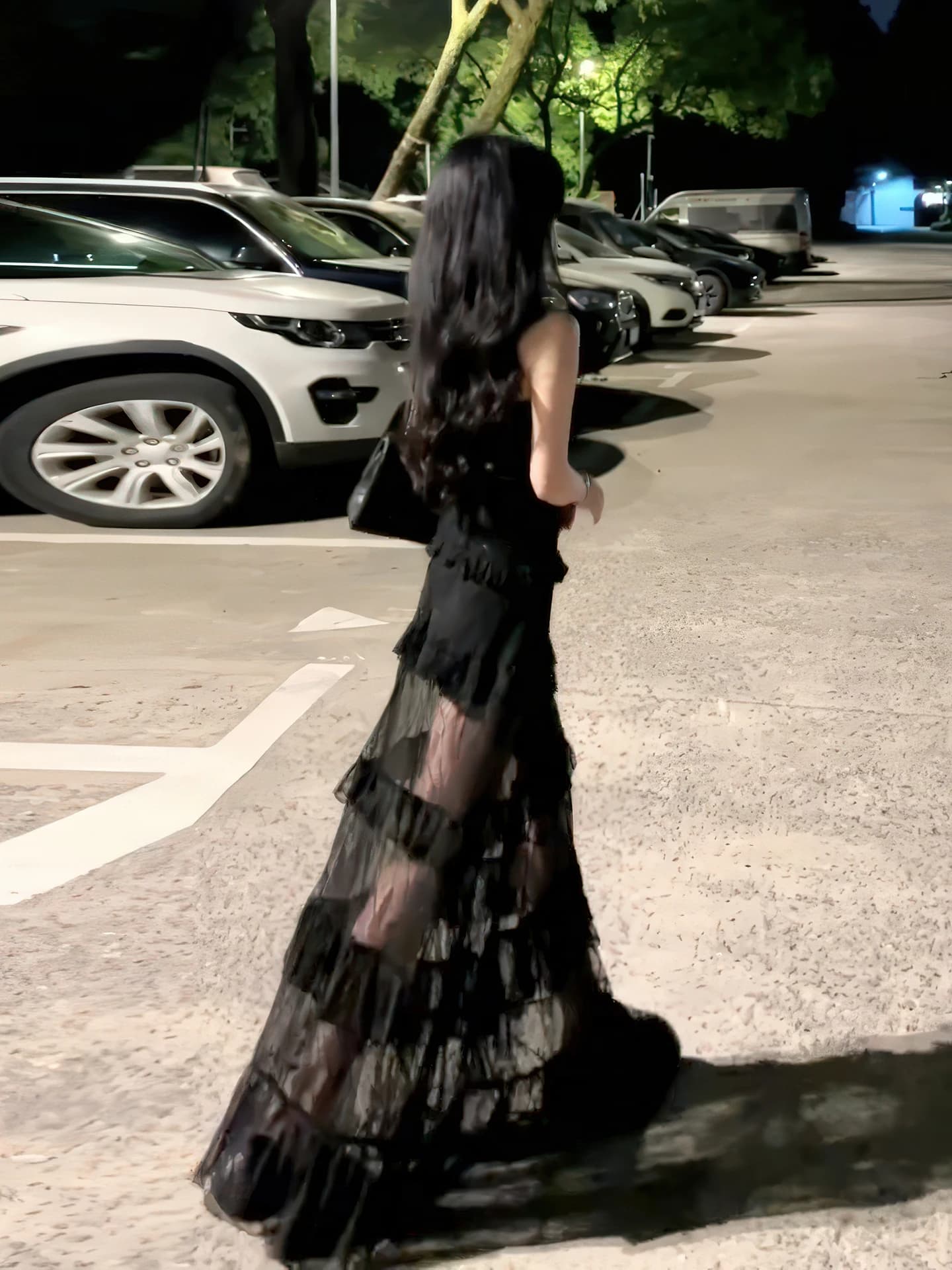 Hebe Style Black Lace Dress Women's Summer New Sleeveless Waist Cinched Luxury Anti Aging Cake Skirt Casual Daily Wear
