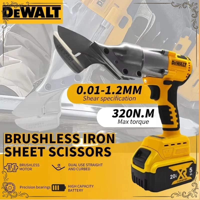 Forbici Elettriche Dewalt 20V Senza Spazzole 500W, Forbici per Lamiera Senza Fili, Utensile Elettrico per Taglio Metalli, Taglierina Mobile