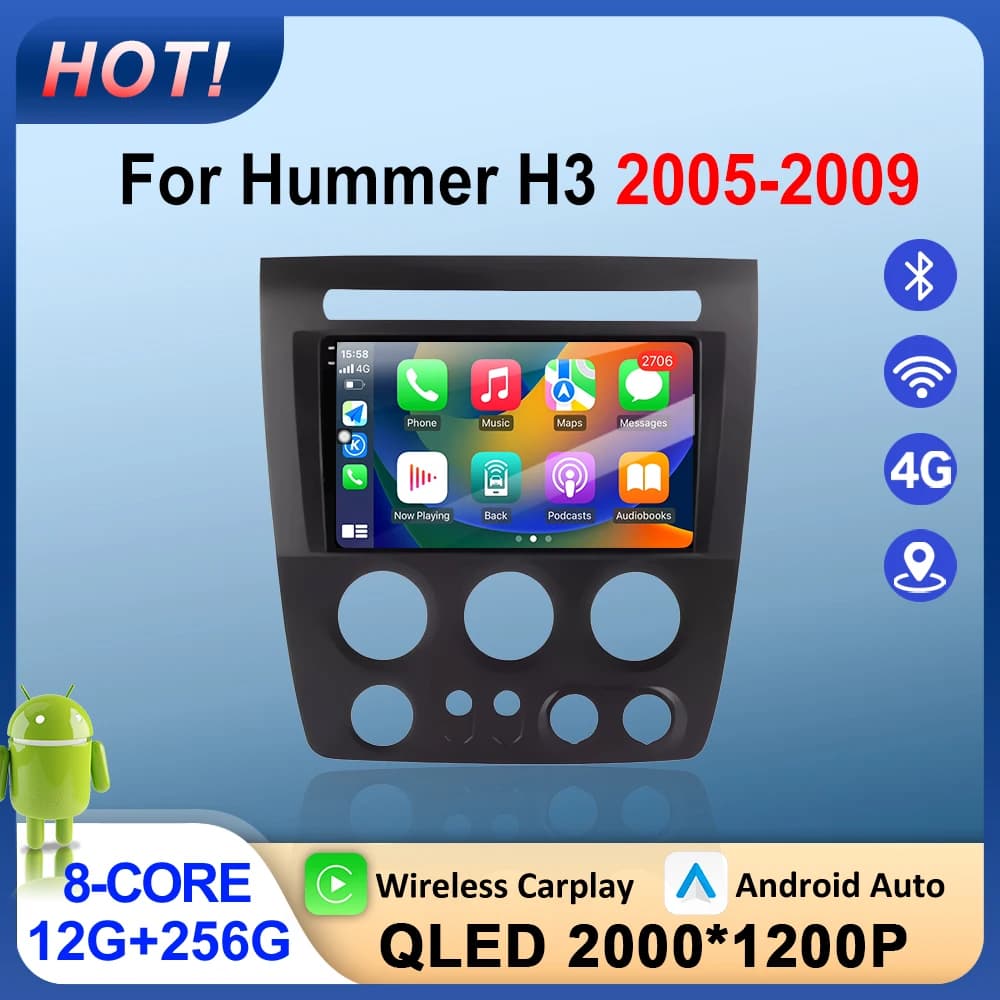 Android 16 For Hummer H3 2005-2009 Car Multimedia Player Stereo 9Inch Player GPS Navigation Carplay DSP