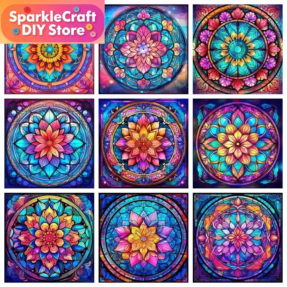Diamond Painting Mandala Flower Cross Stitch Needlework Mosaic Embroidery Floral Full Square Round Home Decor