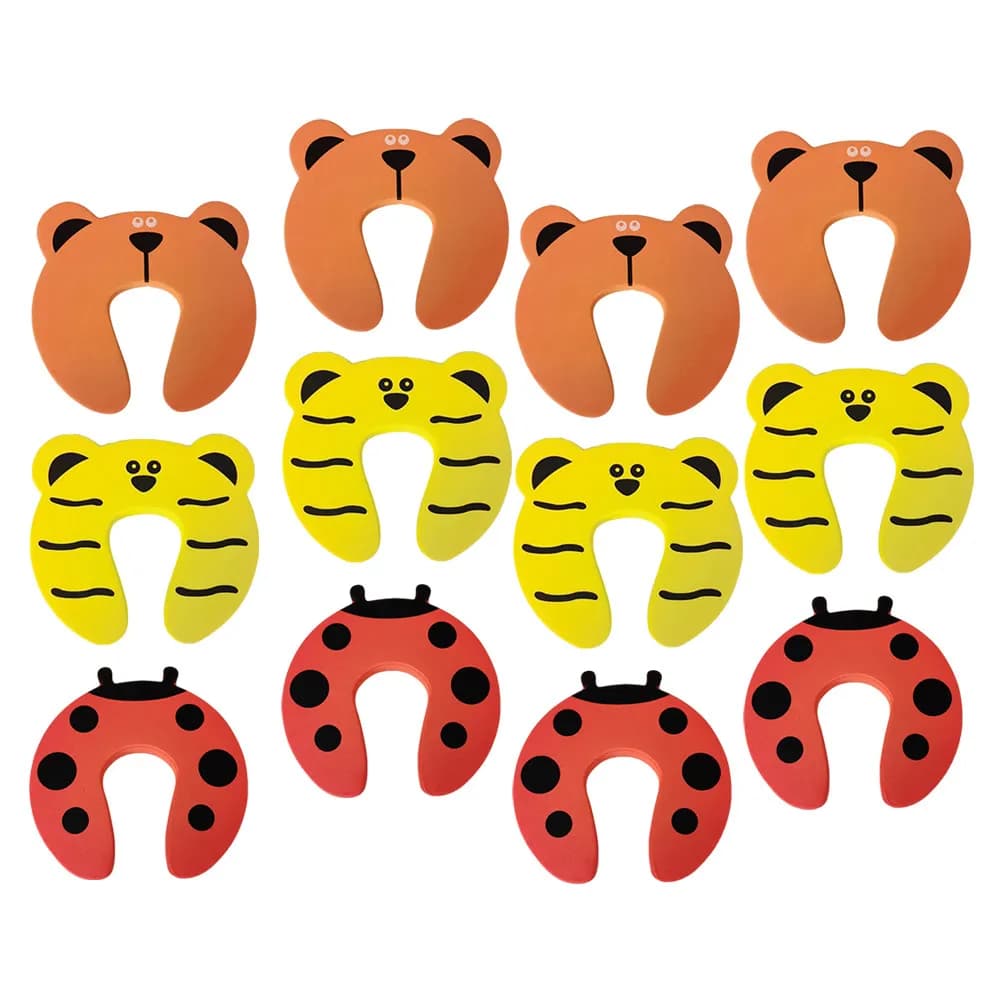 Set di 12 Protezioni per Dita a Forma di Animali Cartoon, Fermaporta di Sicurezza per Bambini, Cuscinetto Antischiacciamento per Porte