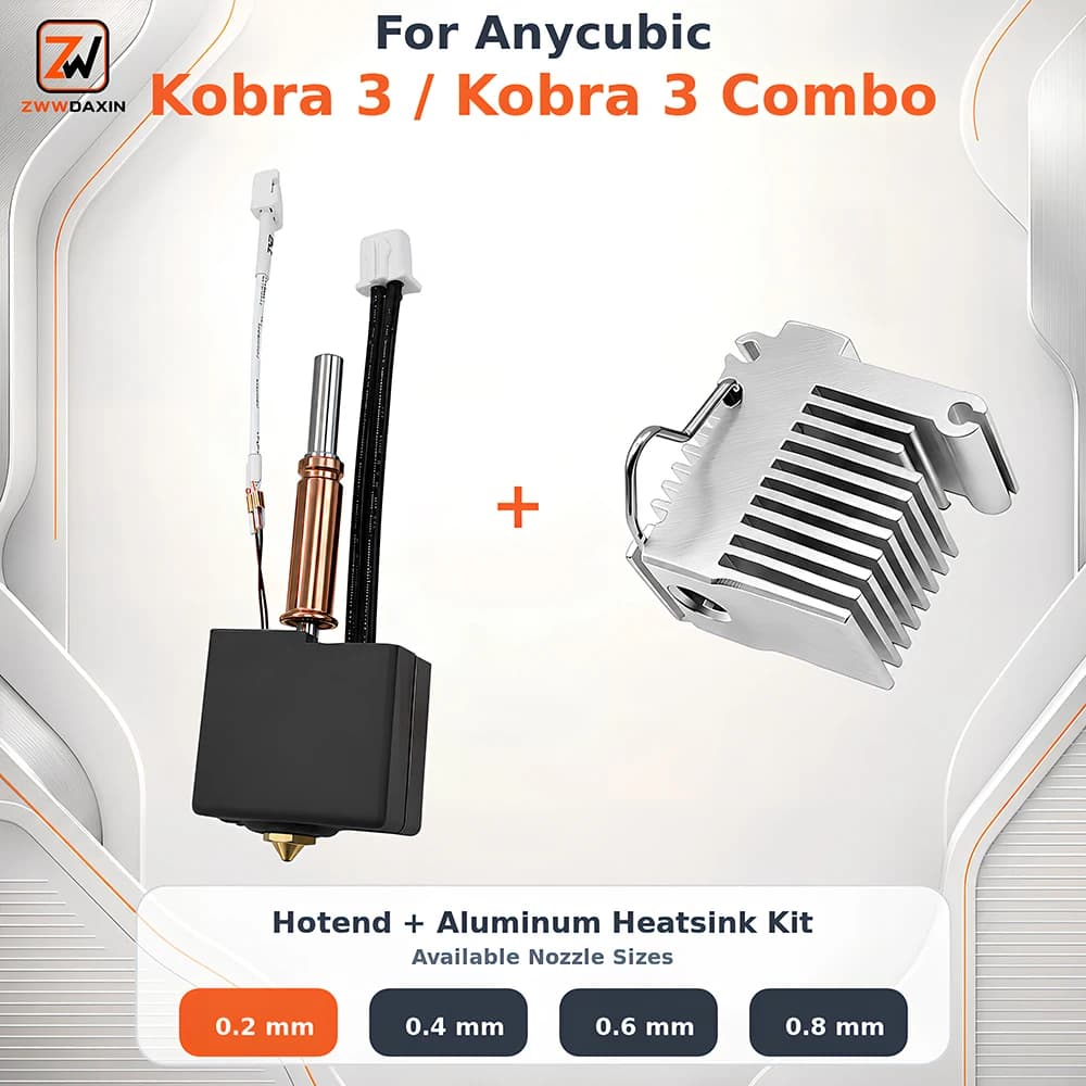 Per Anycubic Kobra 3 Combo Hotend con ugello Heatbreak Termistore Blocco riscaldatore per gola per Anycubic Kobra3 Testina di stampa Hot End