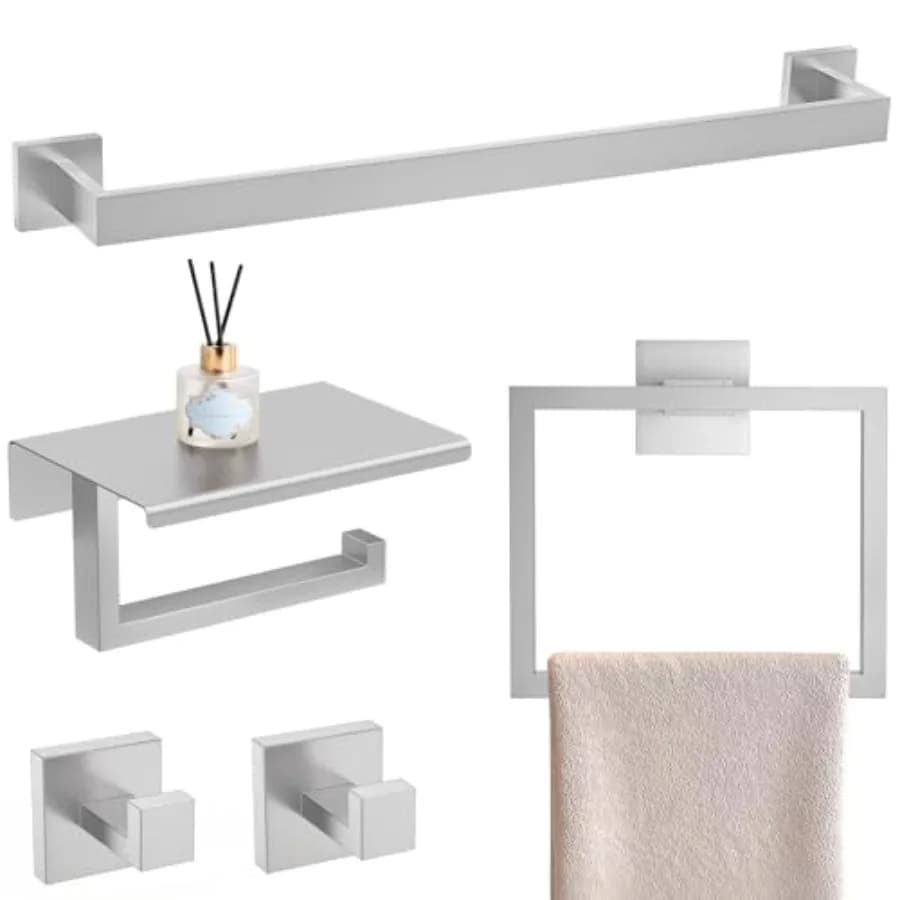 Set di accessori per il bagno da 5 pezzi, set di portasciugamani da 23,6 pollici in acciaio inossidabile SUS304 per bagno, porta carta igienica