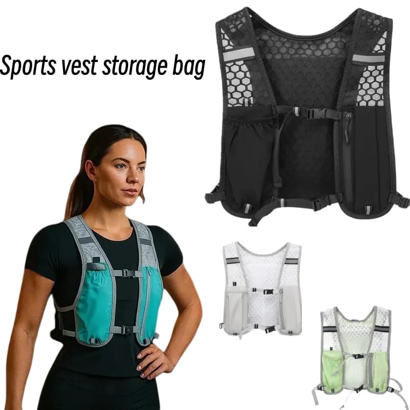 Light running vest with phone support New reflective container for sports water bottle hydration