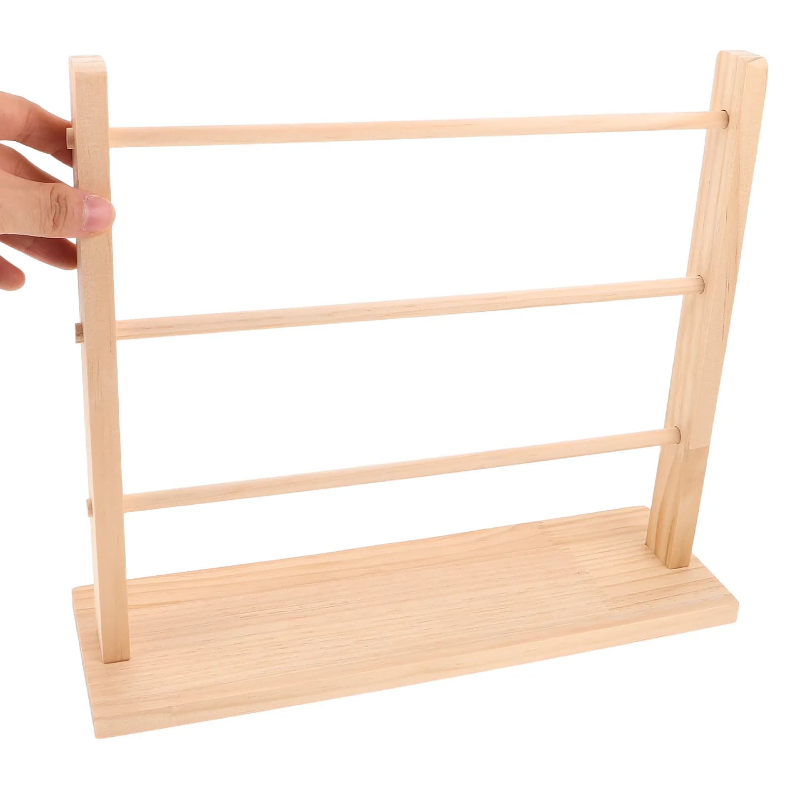 Natural Wooden Ribbon Organizer Shelf Multi Level Ribbon Spool Holder for Crafters Florists Bakers Jewelry Bracelet Display Rack