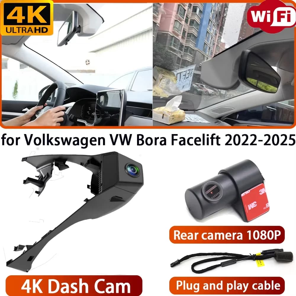 for Volkswagen VW Bora Facelift 2022-2025 Video Recorder 4K DVR Dash Cam Wifi Car OEM Camera 170° Wide Angle Loop Recording