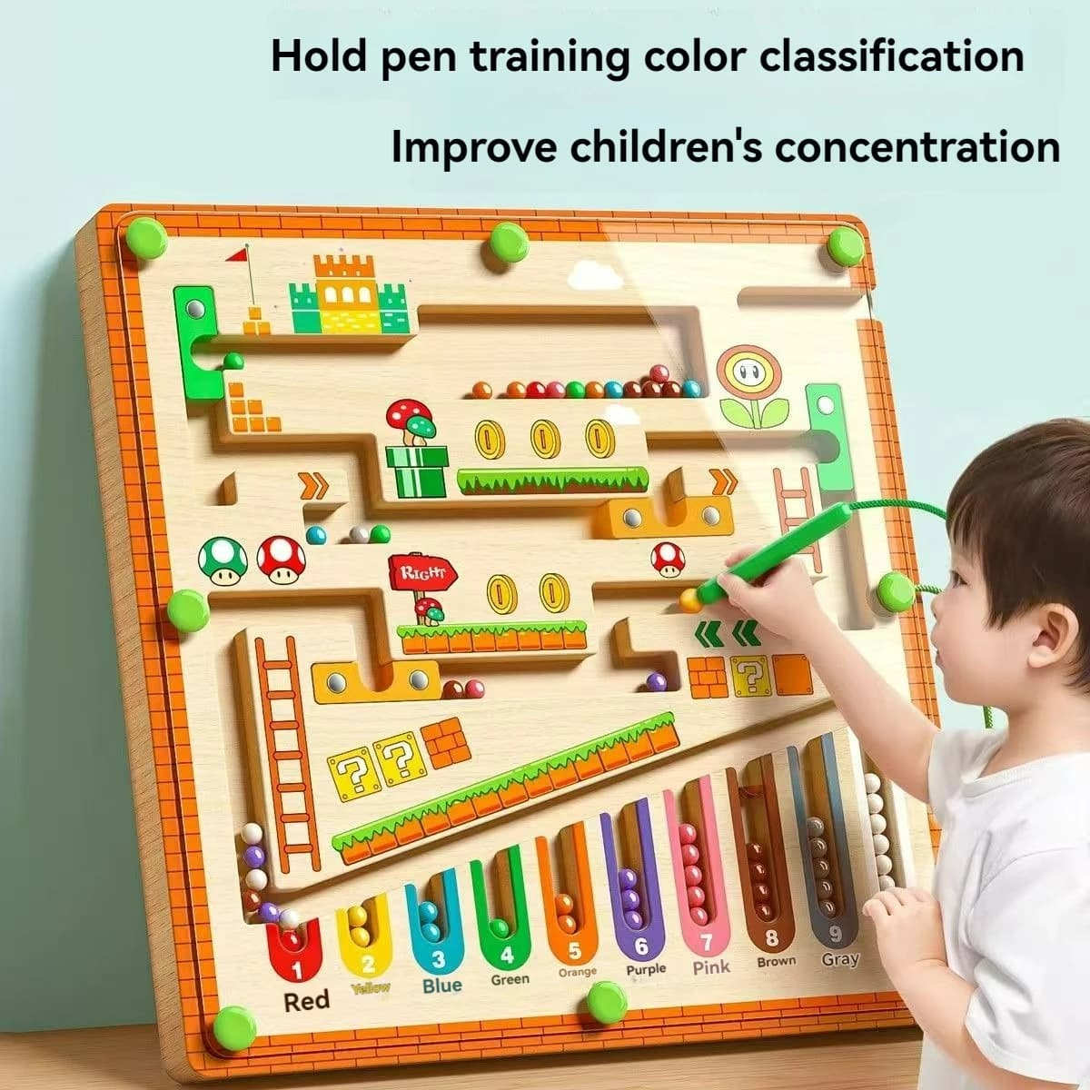 Magnetic Labyrinth for Kids Walking Ball Training to Child Concentration, Logic Thought Writing Puzzle for Early Education 3 Years