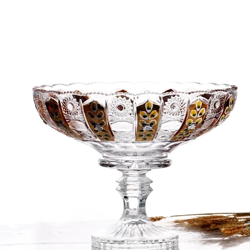 Vaso in vetro smaltato con fiori e cristalli, portafrutta, contenitore per zucchero, scatola per snack e frutta secca, decorazione per soggiorno