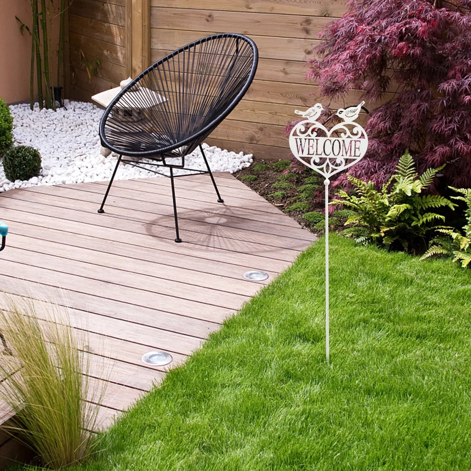 Set di 1 Pezzo di Cartelli di Benvenuto in Ferro per Giardino, Robusto Cartello Decorativo per Esterni per Giardino, Cortile, Patio, Balcone, Primavera