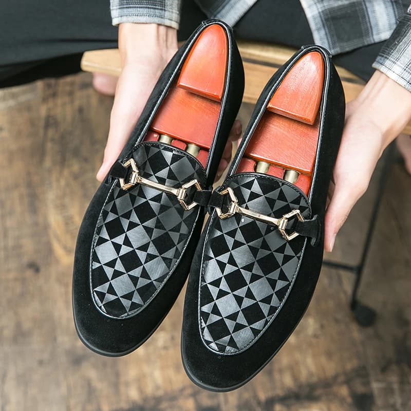 Mocassini Scarpe da uomo PU Splicing Imitazione pelle scamosciata Nero Business Traspirante Scarpe antiscivolo da uomo