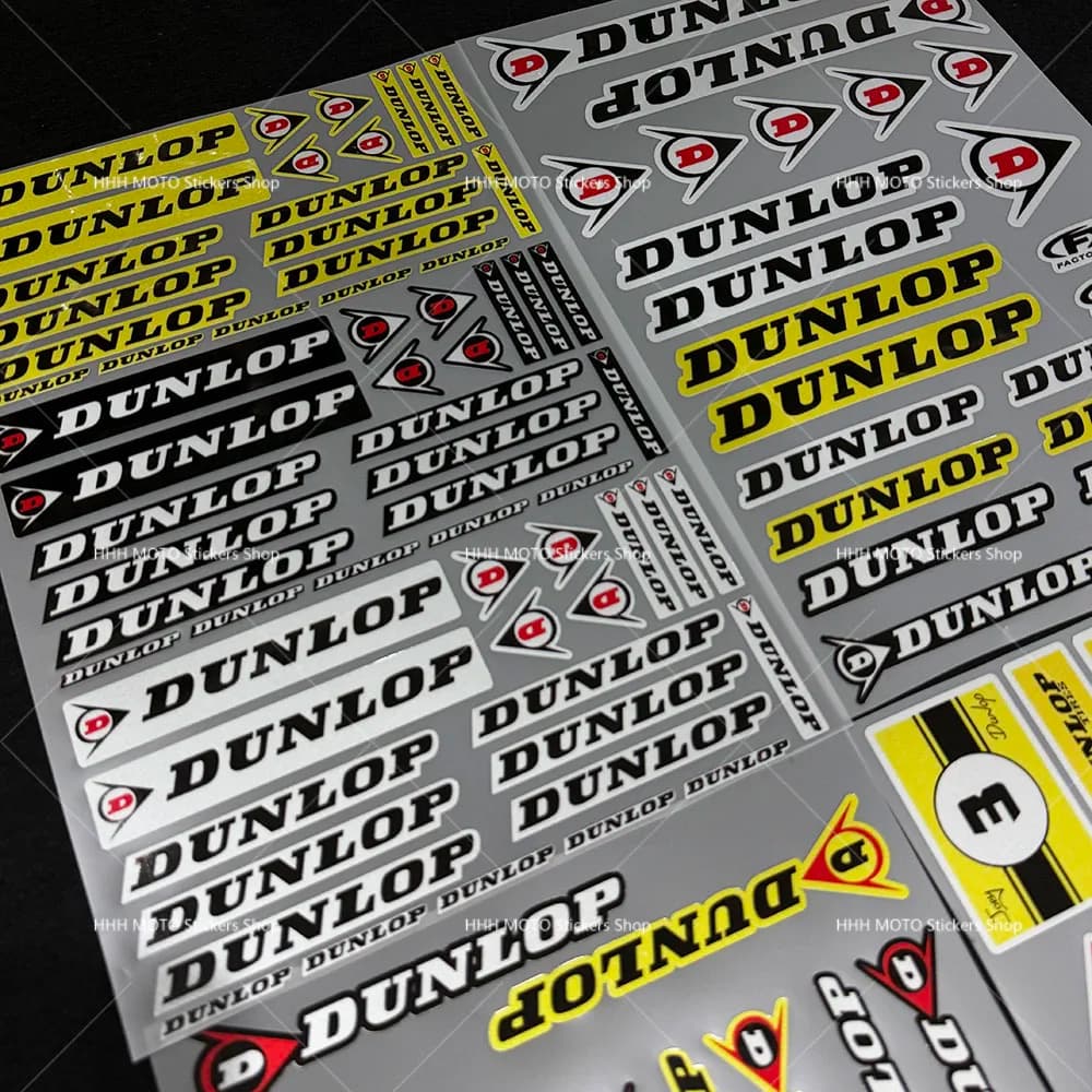 Waterproof Dunlop Reflective Logo Decals High Visibility Safety Stickers For Motorbike Bike Automobile Helmet