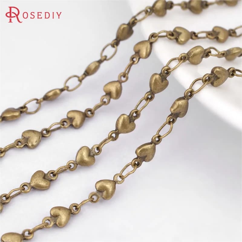 1 metro bronzo antico ottone speciale cuore catene a maglie gioielli fai da te che fanno forniture collana orecchini accessori per le donne