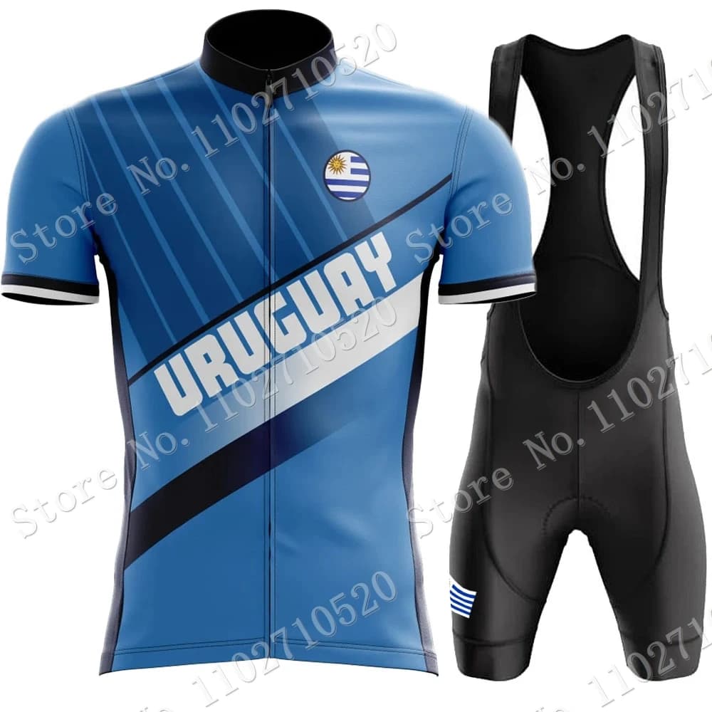 Cycling sweater Uruguay 2023 Team Set summer clothing blue road bike shirts cycling suit shorts with MTB Ropa Maillot straps