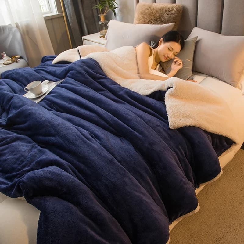 2 In 1 Multi Functional Duvet Cover Blanket Double Sided Flannel Sherpa Fleece Warm Soft Throw Blanket For Bed Sofa Travel