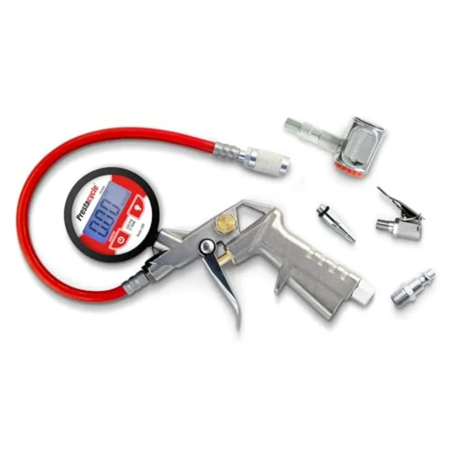 Gonfiatore per Pneumatici Bici Prestaflator per MTB e Bici da Strada con Valvole Presta e Schrader, Compressore d'Aria in Alluminio per Tubeless Standard